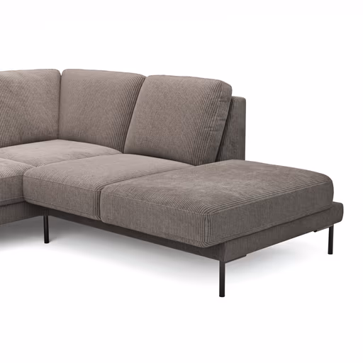 Ecksofa Rockport A - 2,5-Sitzer mit Ecke rechts, inkl. Sitzauszug (motorisch) und Armlehne klappbar, Stoff, Braun