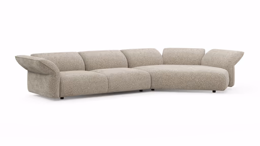 Trapezsofa Motone - 2-Sitzer mit Ecke rechts, Stoff, Beige