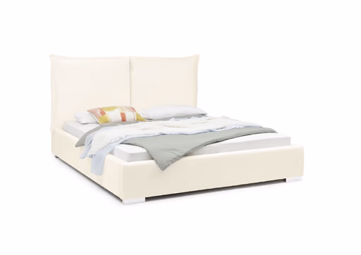 Bettgestell SANDRIN- Liegefläche ca. 180x200 cm, Stoff, Weiß, inkl. Lattenrost und Stauraum