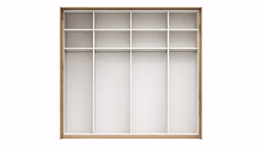 Schwebetürenschrank Viana - B ca. 218 cm, Furnier, Balkeneiche, Weiß