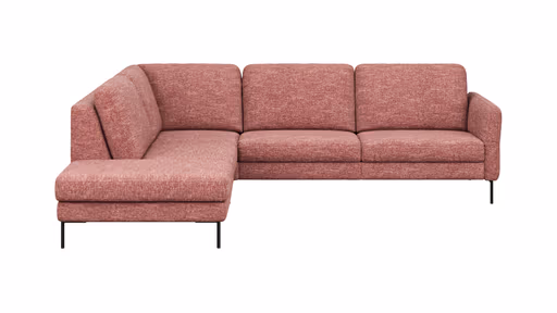 Ecksofa  Enna - Ecke links mit 3-Sitzer inklusive Sitzvorzug (motorisch), Stoff, Koralle