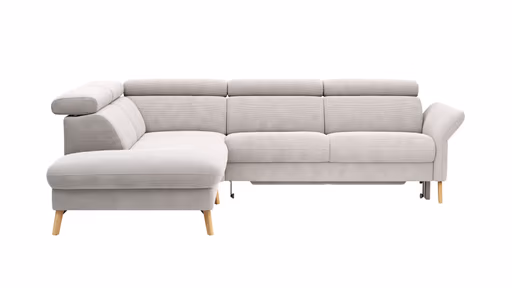 Sofa Maryville - Eckelement und Abschlussteil medium links mit 2,5-Sitzer, inkl. Schlaffunktion, Stauraum, Armlehne/Kopfteil verstellbar, Stoff, Beige