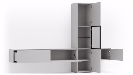 Wohnwand Medio - Lack, Weiß