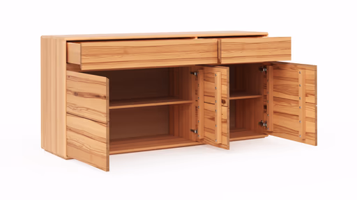 Sideboard Hillsboro - inkl. Beleuchtung, Buche/Kernbuche natur, geölt