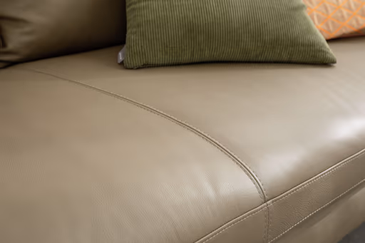 Sofa Helmi - 3-Sitzer, Leder, Cappuccino, Metallkufe