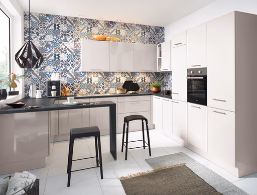 U-Küche 51.160 4 525, Sandgrau hochglanz