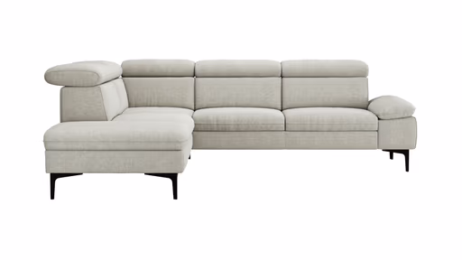 Ecksofa Felipa - Ecke links mit 2,5-Sitzer inkl. Kopfteil verstellbar, Stoff, Natur