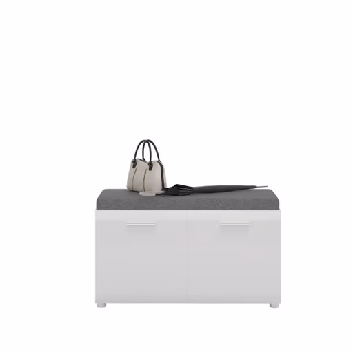 Schuhbank- Weiß, Weiß, Hochglanz