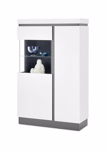 Highboard-Vitrine - Alpinweiß, Anthrazit
