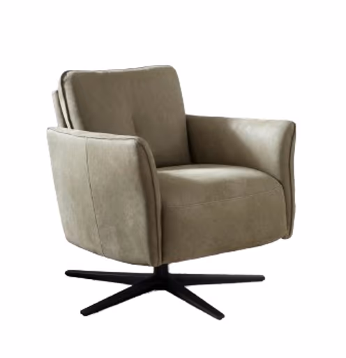 Sessel Amadena - Leder, Olivgrün