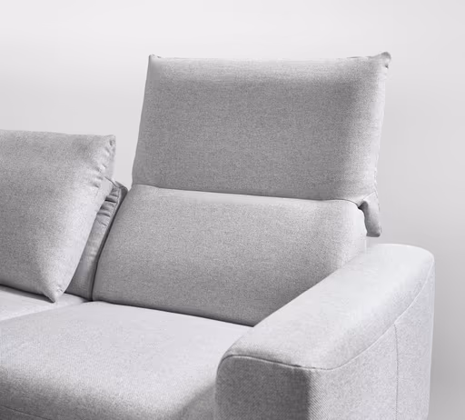 Ecksofa - Ecke links mit 3-Sitzer, Rückenlehne verstellbar, Stoff, Hellgrau