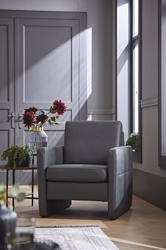 Sessel Arima - Leder, Anthrazit