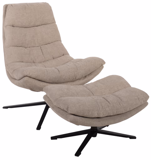 Relaxsessel mit Hocker - drehbar, Webstoff, Sand