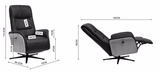 TV-Sessel MARCES - drehbar, Relaxfunktion, Kopfteilverstellung, Leder, Schoko