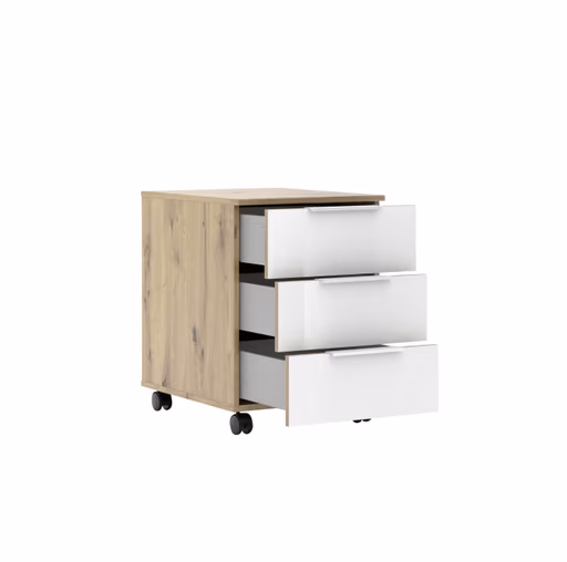 Rollcontainer - B ca. 45 cm, Artisan Eiche Nachbildung, Weiß