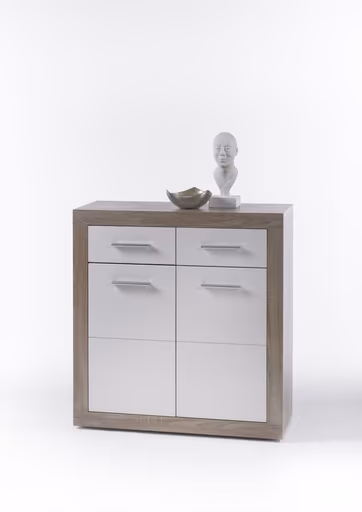 Kommode - B ca. 82 cm, Sonoma Eiche Nachbildung, Weiß