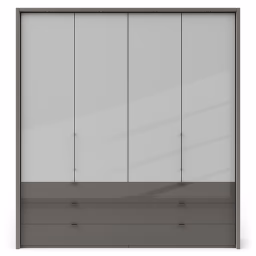 Drehtürenschrank Marbella - B. ca. 157cm, Korpus Melamin, Grau, Front Glas, Weiß