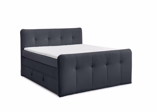 Boxspringbett HOLLIE- Liegefläche ca. 180x200 cm, Stoff, Anthrazit, TFK H3/TFK H3