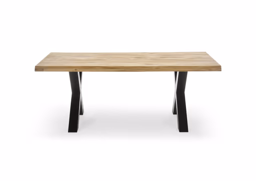 Esstisch - LB ca. 220x100 cm, Wildeiche massiv geölt, Baumkante, Schwarz