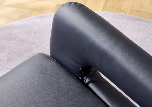 TV-Sessel - Größe M, Relaxfunktion, Kopfteil verstellbar, Leder, Dunkelblau