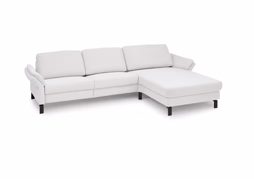 Ecksofa CALM PREMIUM 2.0 - 3-Sitzer mit Longchair rechts, Rückenlehne vertellbar, Stoff, Hellgrau