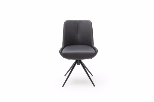 Stuhl Mis - Leder, Schwarz, Drehbar, Gestell Schwarz
