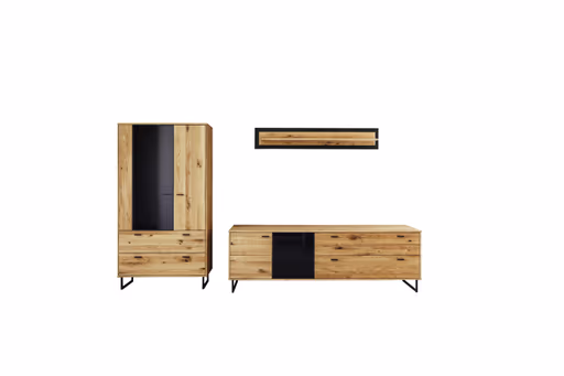 Wohnwand - Wildeiche teilmassiv