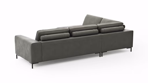Ecksofa Solano - Ecke Links, 2,5-Sitzer, Leder, Hellgrau