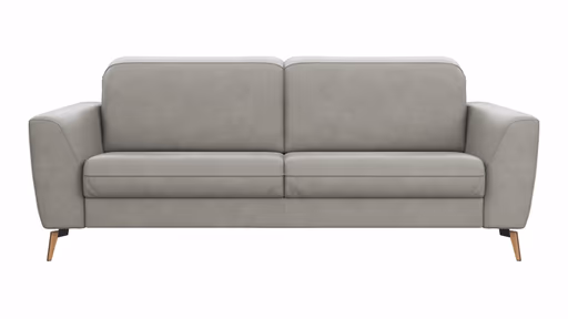 Sofa Tulsa KV - 3-Sitzer, inkl. Kopfteilverstellung, Leder, Graubeige