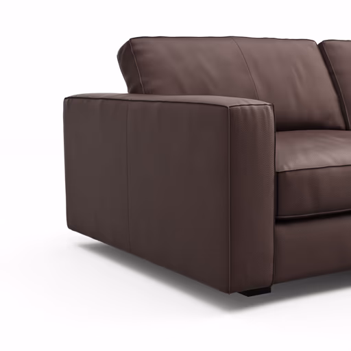  Sofa Aprino 2 - 3,5-Sitzer L, Dickleder, Dunkelbraun, Armlehne Block schmal