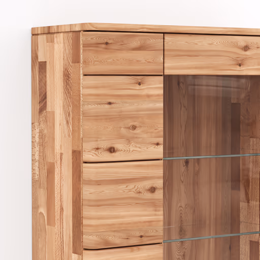 Vitrine Cartago Soft - Astbuche massiv, natur geölt