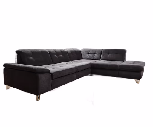 Ecksofa - 3-Sitzer mit Ecke rechts, Sitztiefe verstellbar, Stoff, Schwarz