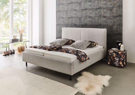 Polsterbett - Liegefläche ca. 180x200 cm, Feincord Silber