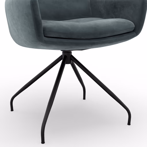 Armlehnstuhl Jukka - Stoff, Jade, Stativ, Schwarz, Drehbar