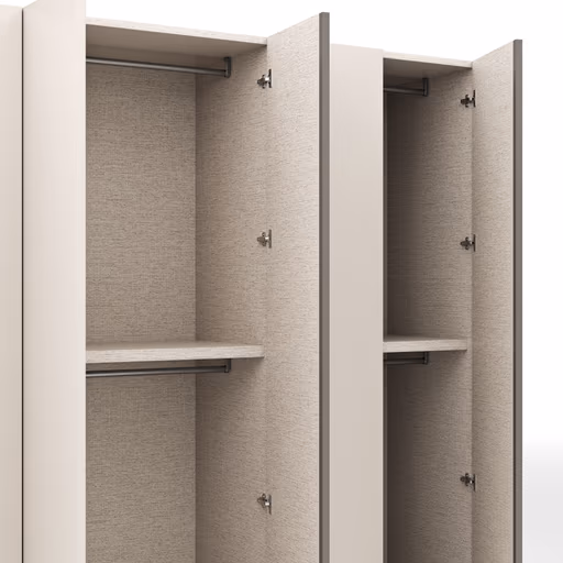 Drehtürenschrank Loretto - B ca. 280 cm, Gola, Lack matt, Perlmutt