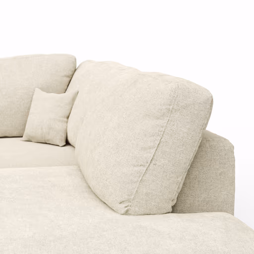 Ecksofa Solenne - Diwan rund links mit Ottomane rechts, Stoff, Weiß