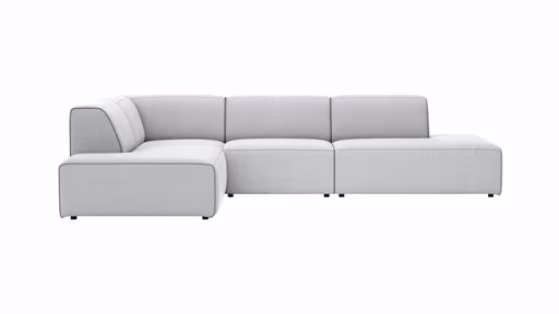 Ecksofa Elementos - Ecke links mit 1-Sitzer und Abschlusselement, Stoff, Hellgrau