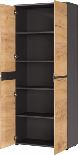 Aktenschrank GRIFFIN - B ca. 80 cm, Graphit, Eiche Nachbildung