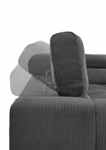 Ecksofa COLLEEN 2.0 - Ecke links mit 2-Sitzer, Kopfteil verstellbar, Feincord, Anthrazit