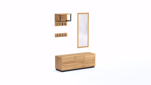 Garderobenkombination Williston - Korpus Wildeiche geölt / Front sandgestrahlt