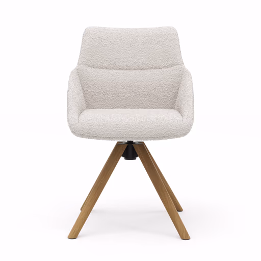 Stuhl Maluhia - mit niedriger Armlehne, drehbar, Stoff, Hellgrau