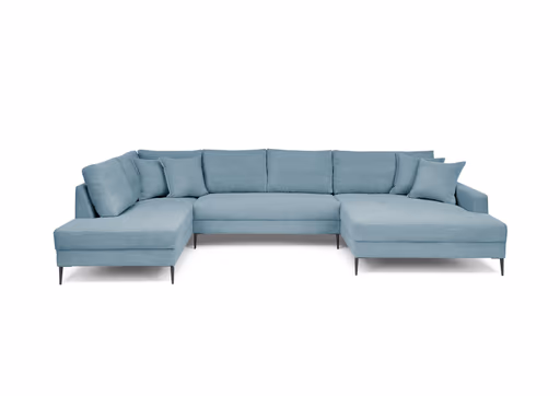 Wohnlandschaft - Ecke links, 2-Sitzer, Longchair rechts, Stoff, Petrol