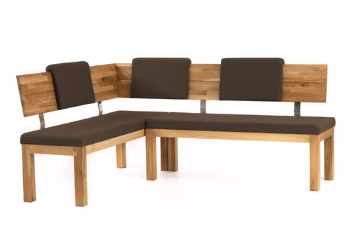 Eckbank - ca. 171x208 cm, Eiche massiv, Stoff, Dunkelbraun