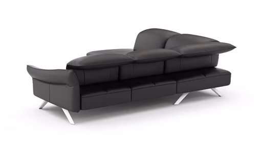 Ecksofa Bormio - Ecke links mit 2,5-Sitzer inklusive Kopfteilverstellung, Leder, Schwarz
