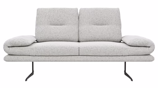 Sofa Lucero 2.0 - 2-Sitzer klein inkl. Drehsitz, Rollout-Armlehne und Sitztiefe verstellbar, Stoff, Offwhite