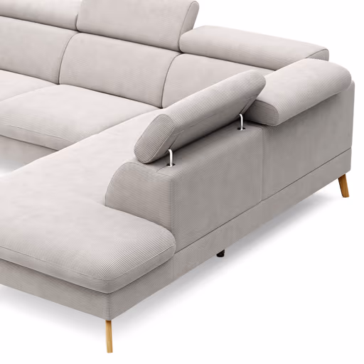 Sofa Maryville - 2,5-Sitzer mit Eckelement und Abschlussteil medium rechts, inkl. Kopfteil verstellbar, Stoff, Beige