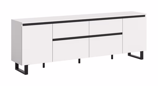 Lowboard - B ca. 188 cm, Weiß, Schwarz