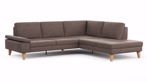 Ecksofa Houston - 2,5-Sitzer, Eckelement und 1-Sitzer mit Abschlussteil rechts,  inkl. Sitztiefenverstellung und Armlehne klappbar, Leder, Dunkelbraun