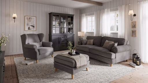 Sofa Mapleton - 3-Sitzer, Stoff, Anthrazit