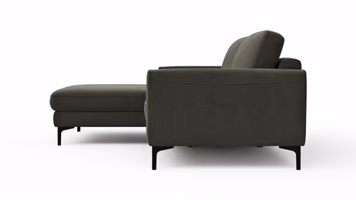 Ecksofa Oviedo - Longchair links mit 1,5-Sitzer, Stoff, Braungrün